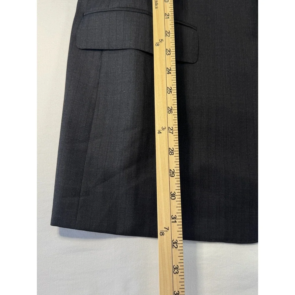 Canali Mens Pinstripe Blazer Charcoal Grey Pure Wool Water Resistant 56R Italy